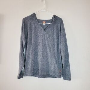 Womens Lucy Hooded Workout Athletic Top Size S Grey Athleisure Gym & Train